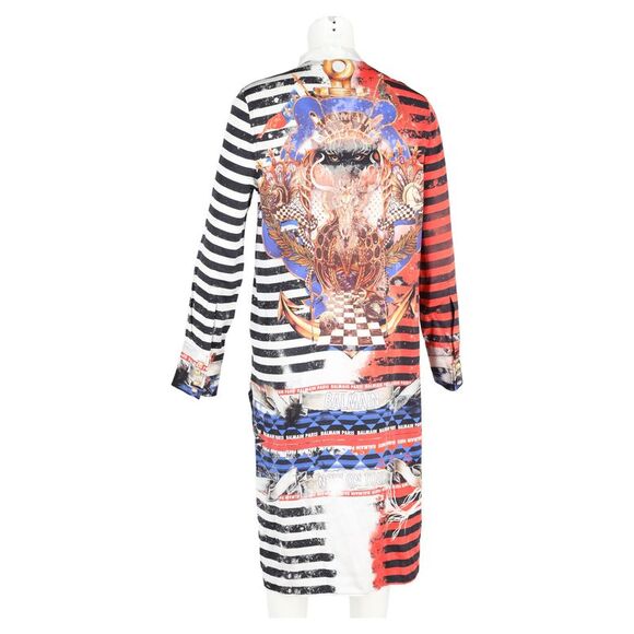 Balmain Striped Shirt in Red Silk - Picture 8 of 8